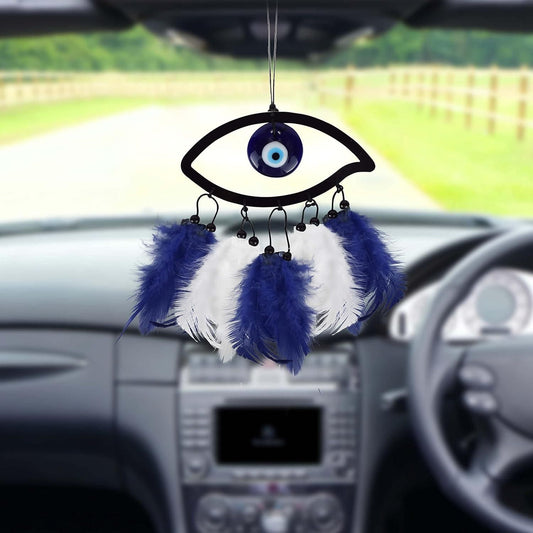 Shine Zone™  Car Rear View Mirror Dream Catcher: Good Luck Charm & Protection (Evil Eye)